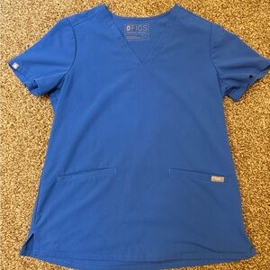 Figs Royal Blue V-Neck Scrub Top
